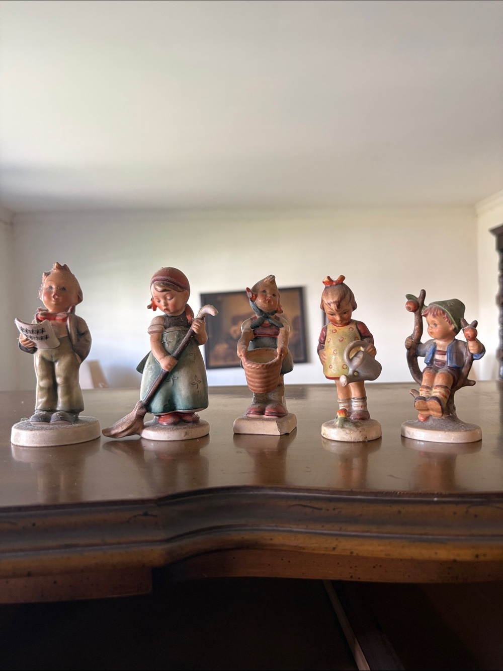 Hummel Porcelain Figurine Set - Pastel Green, Peach, Cream, Brown